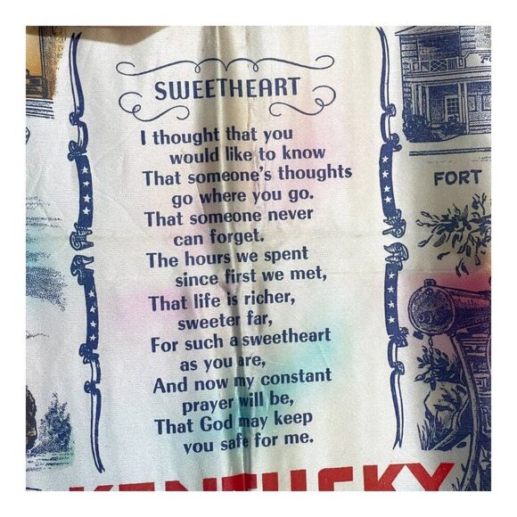 Vintage Fort Knox Souvenir Pillowcase Cover Satin Sweetheart Poem & Fringe - Picture 2 of 5